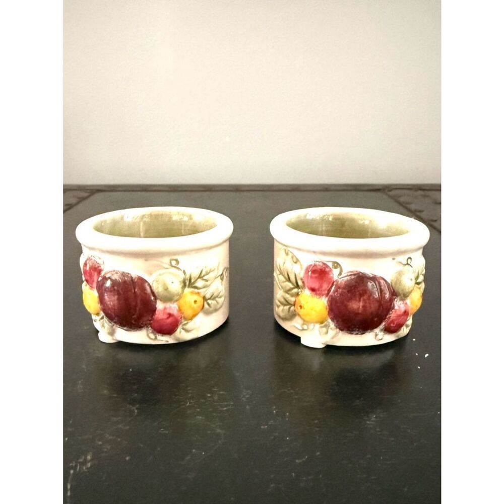 Yankee Candle 3D Tea Light Candle Holders Fruit Glazed 1.75 in Vintage Pair
